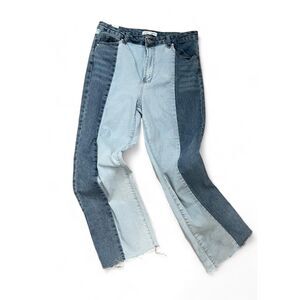 ALMOST FAMOUS Split Color Raw Hem Jeans, Size 13